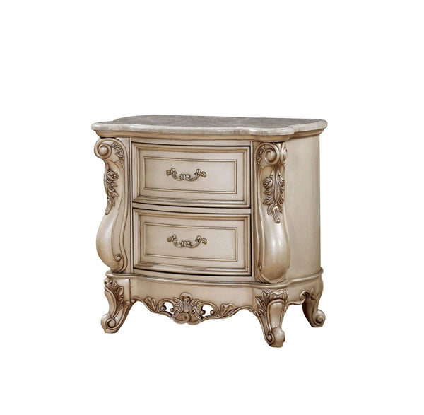 Nightstands Rustic Nightstands - 20" X 34" X 32" Antique White Wood Nightstand w/Marble Top HomeRoots