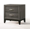 Two Drawer Nightstand With Tapered Feet, Weathered Gray