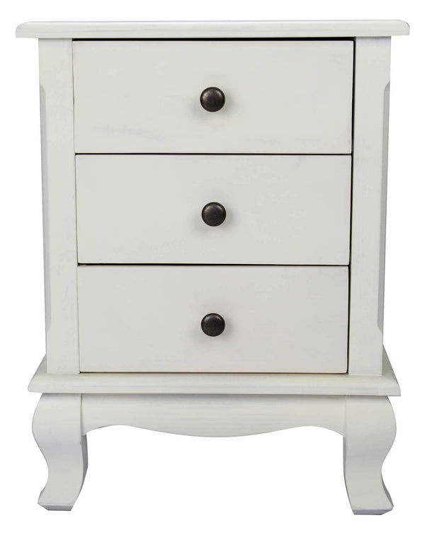 Nightstands White Nightstand - 18" X 14" X 24" White Wood (Pine) Nightstand with Drawers HomeRoots