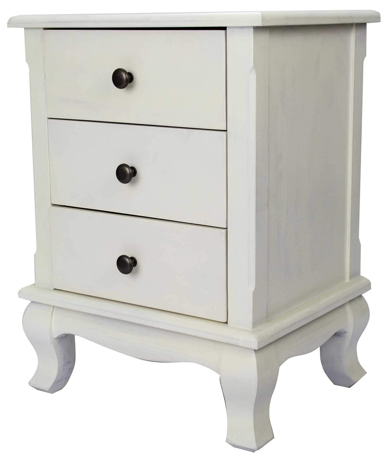 Nightstands White Nightstand - 18" X 14" X 24" White Wood (Pine) Nightstand with Drawers HomeRoots