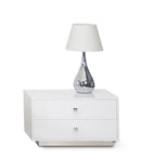 Nightstands White Nightstand - 19" White Gloss MDF Nightstand HomeRoots