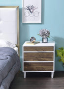 Nightstands White Nightstand - 20" X 16" X 21" White And Weathered Oak Metal Nightstand HomeRoots