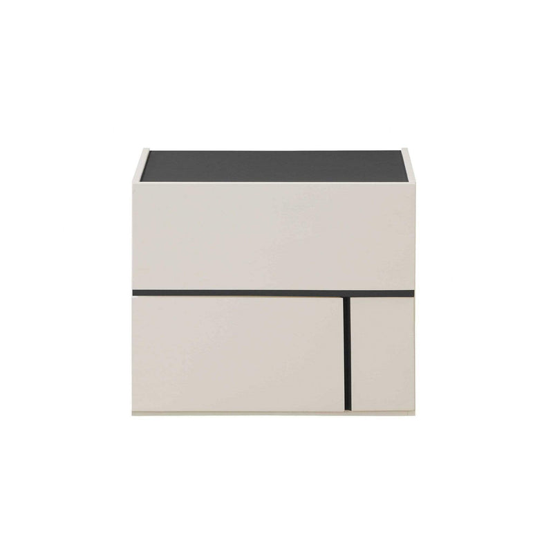 Nightstands White Nightstand - 24" X 17" X 20" Cream White And Dark Grey Mdf Nightstand HomeRoots