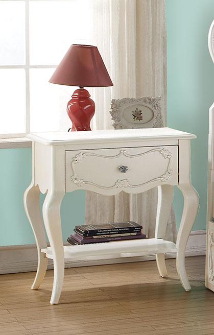 Nightstands White Nightstand - 24" X 17" X 26" Pearl White Pine Wood Nightstand HomeRoots