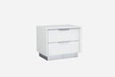 Nightstands White Nightstand - 25" X 17" X 21" white Stainless Steel Nightstand HomeRoots