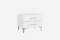 Nightstands White Nightstand - 25" X 18" X 21" Gloss White Stainless Steel Nightstand HomeRoots