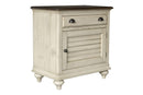 Nightstands White Nightstand - 29" x 17" x 30" Two Tone, Solid Wood, Door Nightstand HomeRoots