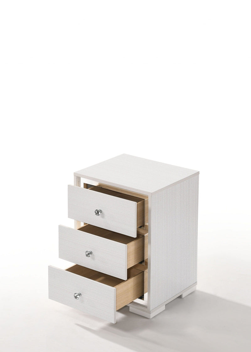 Nightstands Wood Nightstand - 15" X 18" X 25" Cream Wood Veneer (Paper) Nightstand HomeRoots