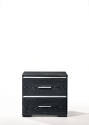 Nightstands Wood Nightstand - 15" X 22" X 23" Black (High Gloss) Wood Veneer (Paper) Nightstand HomeRoots