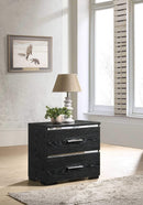 Nightstands Wood Nightstand - 15" X 22" X 23" Black (High Gloss) Wood Veneer (Paper) Nightstand HomeRoots