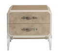 Nightstands Wood Nightstand - 18" X 28" X 25" Vintage Beige PU Wood Upholstered (Front) Metal Leg Veneer (Melamine) Nightstand HomeRoots