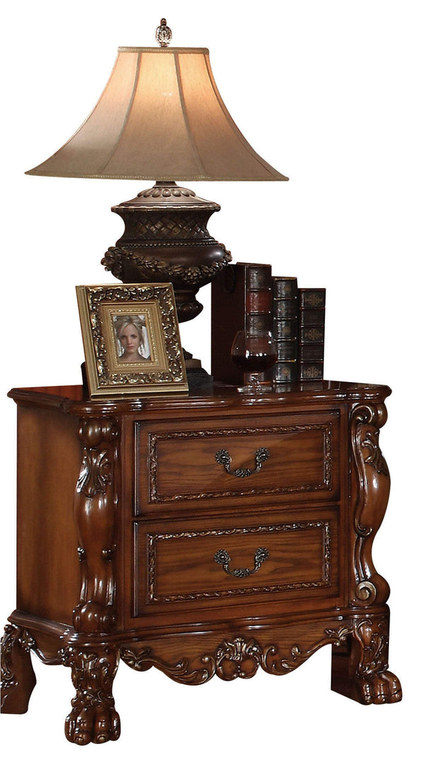 Wooden Night Stand with Two Drawer In Traditional Style, Brown