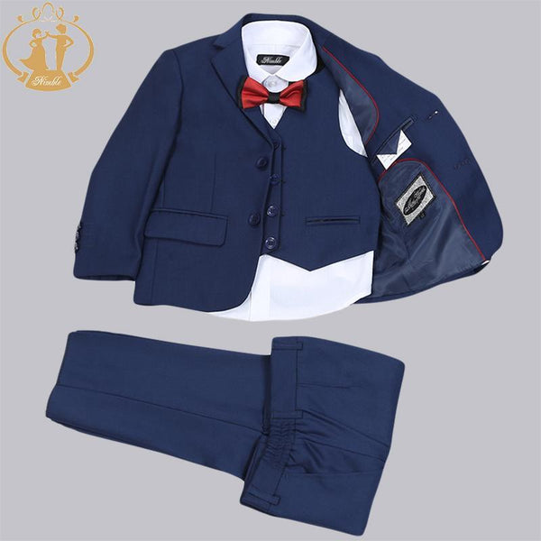 Nimble Boys Suits for Weddings New Arrival Solid Navy Blue boys wedding suit Formal suit for boy kids wedding suits blazer boy-Blue-3T-JadeMoghul Inc.