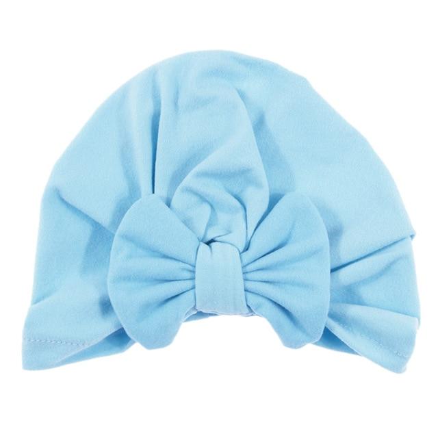 Nishine Baby Turban Hat with Bow Children Hats Cotton Blend Newborn Beanie Top Knot Caps Kids Headwear Photo Props Shower Gift AExp