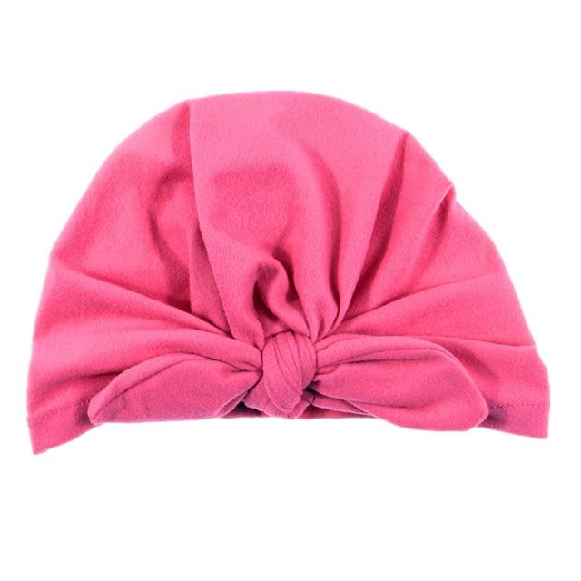 Nishine Baby Turban Hat with Bow Children Hats Cotton Blend Newborn Beanie Top Knot Caps Kids Headwear Photo Props Shower Gift AExp