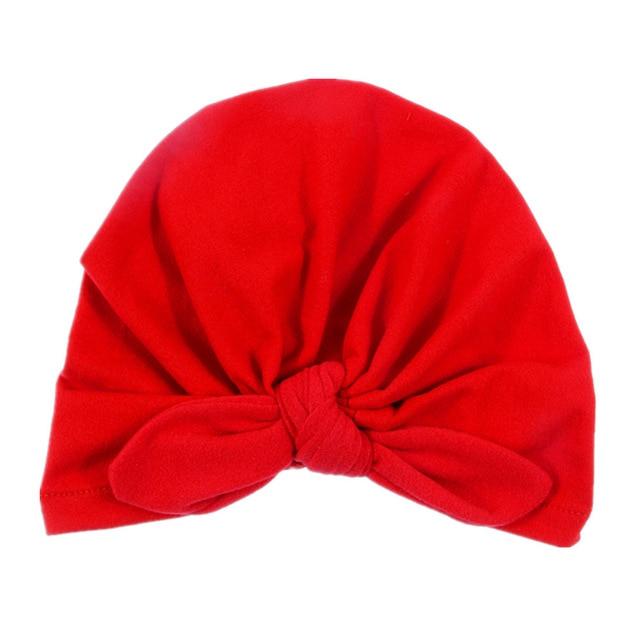 Nishine Baby Turban Hat with Bow Children Hats Cotton Blend Newborn Beanie Top Knot Caps Kids Headwear Photo Props Shower Gift AExp
