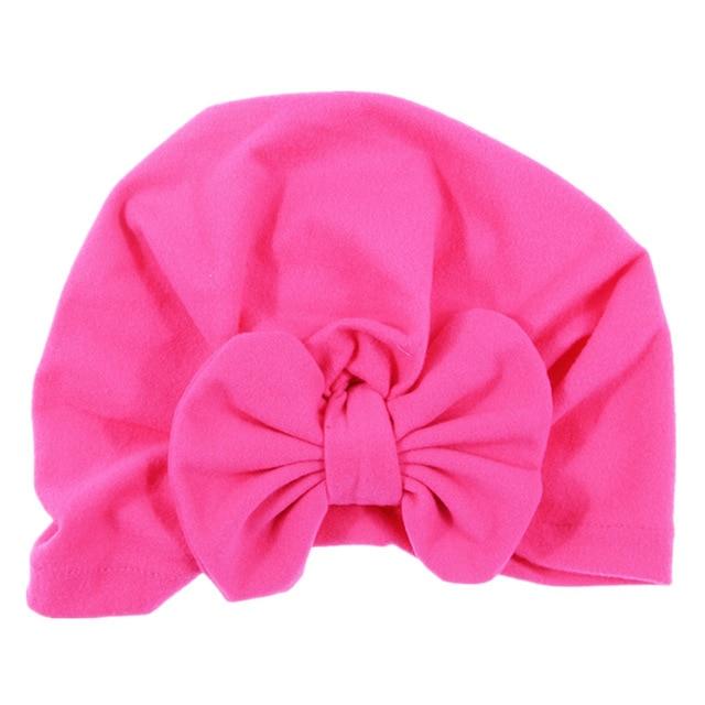 Nishine Baby Turban Hat with Bow Children Hats Cotton Blend Newborn Beanie Top Knot Caps Kids Headwear Photo Props Shower Gift AExp