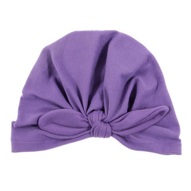 Nishine Baby Turban Hat with Bow Children Hats Cotton Blend Newborn Beanie Top Knot Caps Kids Headwear Photo Props Shower Gift AExp