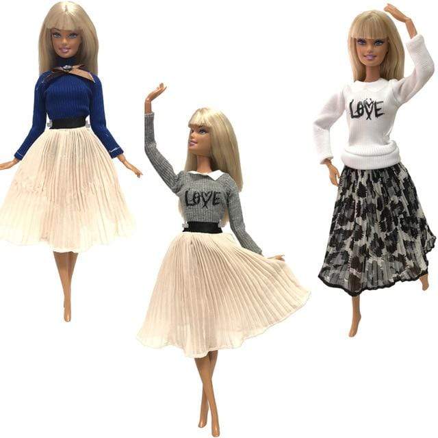 NK 5 Pcs./Set Doll Fashion Outfits Daily Wear Casual Dress Shirt Skirt Dollhouse Clothes for Barbie Doll Accessories 5G JJ JadeMoghul Inc. 