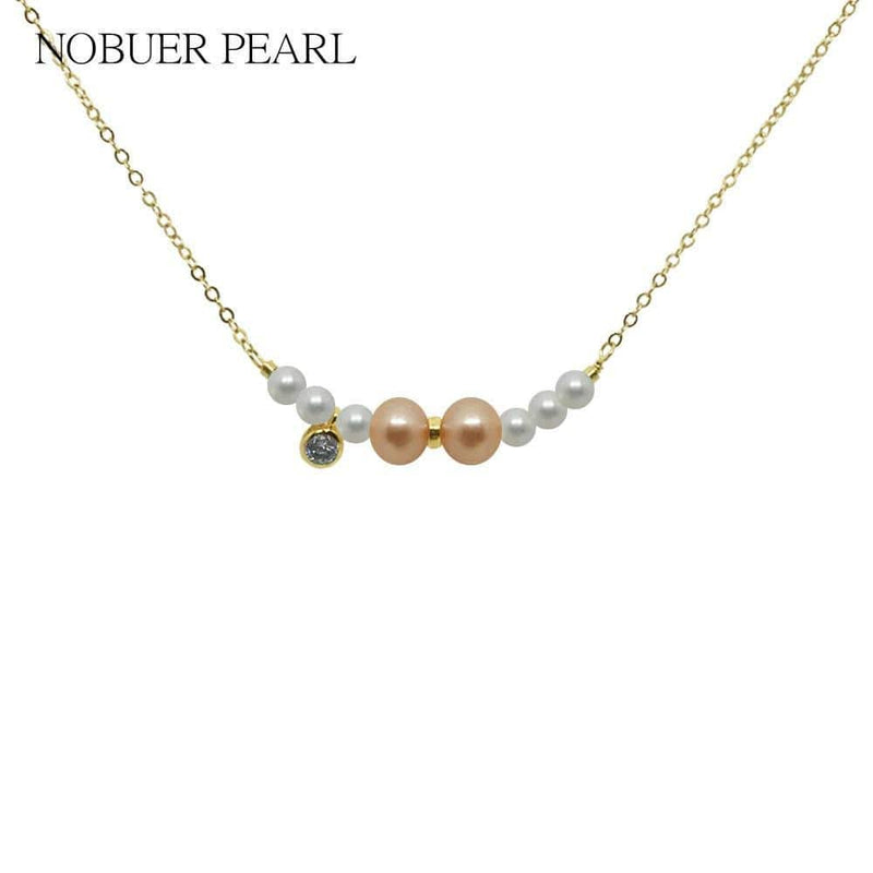 Nobuer real  pearl Chain Necklace 40CM Long 14K Gold Pendants Good Quality For Women Choker Jewelry For Female JadeMoghul Inc. 