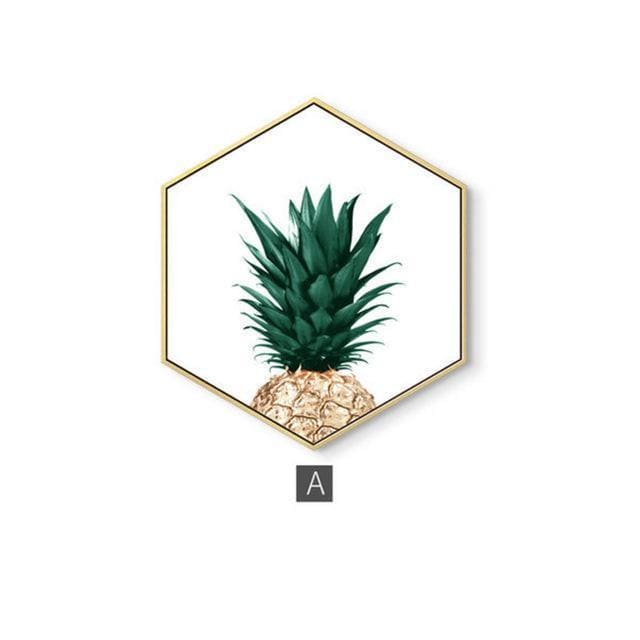 Nordic Hexagon Green Plant Canvas Painting HD Cactus Pineapple Wall Pictures For Living Room Fashion Home Decor Poster Wall Art JadeMoghul Inc. 