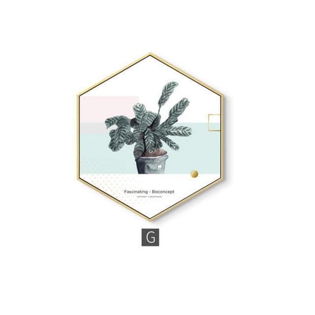Nordic Hexagon Green Plant Canvas Painting HD Cactus Pineapple Wall Pictures For Living Room Fashion Home Decor Poster Wall Art JadeMoghul Inc. 