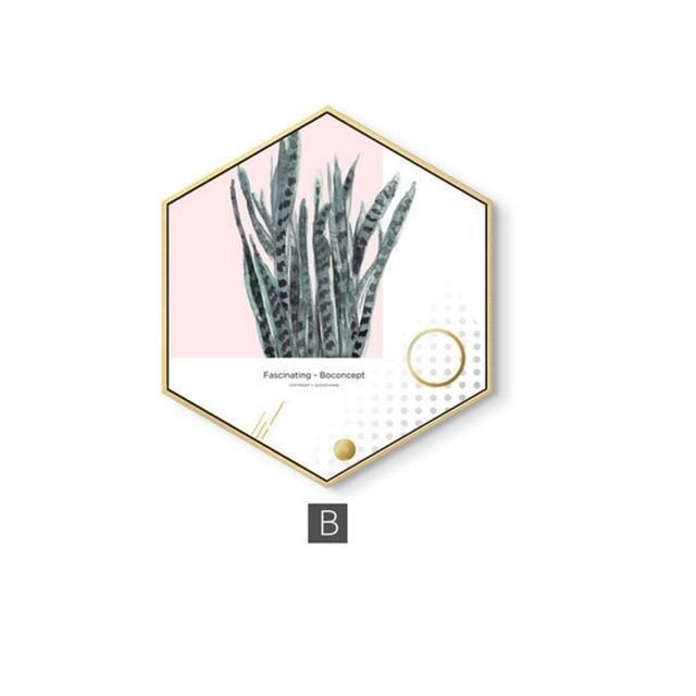 Nordic Hexagon Green Plant Canvas Painting HD Cactus Pineapple Wall Pictures For Living Room Fashion Home Decor Poster Wall Art JadeMoghul Inc. 