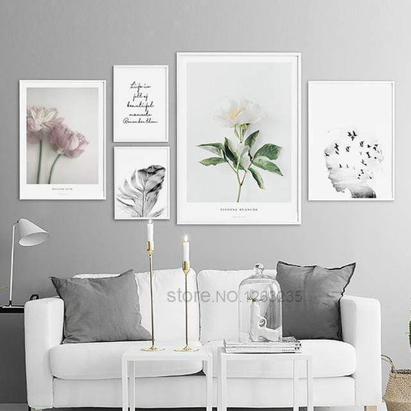 Nordic Poster Pink Flower Picture Posters And Prints Wall Pictures For Living Room Wall Art Canvas Painting Quadro Unframed JadeMoghul Inc. 