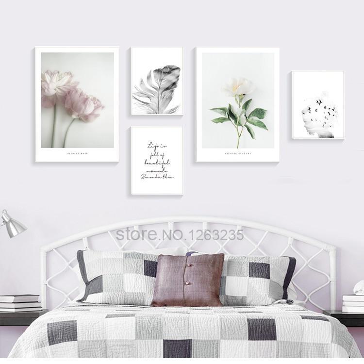 Nordic Poster Pink Flower Picture Posters And Prints Wall Pictures For Living Room Wall Art Canvas Painting Quadro Unframed JadeMoghul Inc. 