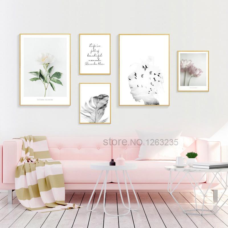 Nordic Poster Pink Flower Picture Posters And Prints Wall Pictures For Living Room Wall Art Canvas Painting Quadro Unframed JadeMoghul Inc. 