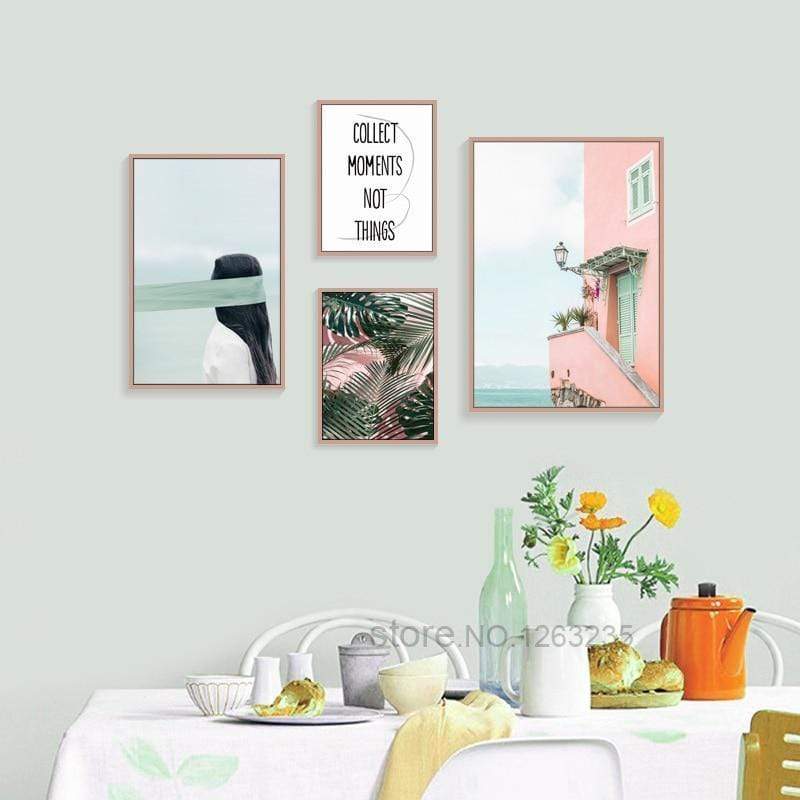 Nordic Poster Quadro Wall Art Canvas Painting Posters And Prints Green Leaf Wall Pictures For Living Room Coconut Tree Unframed JadeMoghul Inc. 