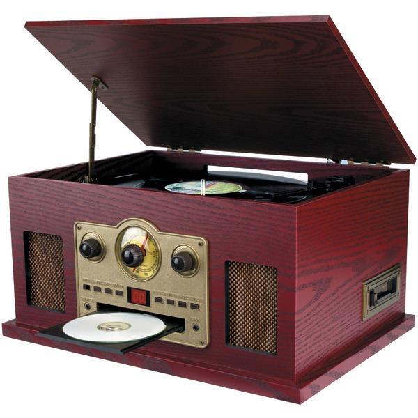Nostalgia 5-in-1 Turntable/CD/Radio/Cassette Player with Auxiliary Input-Turntables-JadeMoghul Inc.