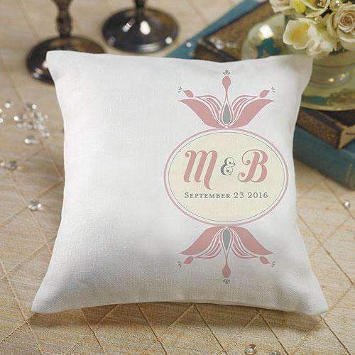 "Notable" Personalized Ring Pillow with Double Floral Monogram Vintage Pink (Pack of 1)-Wedding Ceremony Accessories-Vintage Pink-JadeMoghul Inc.