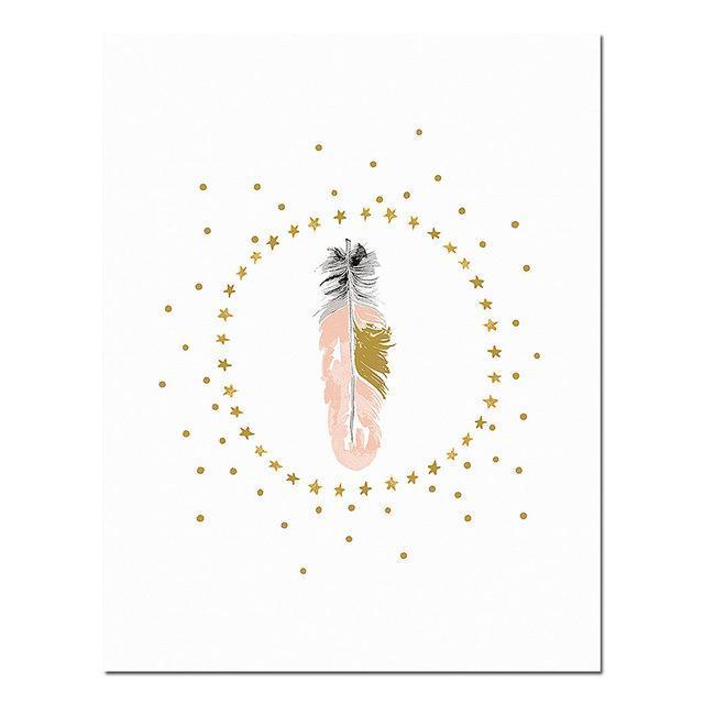 Nursery Girl Bedroom Decoration Flamingo Feather Wall Art Canvas Poster and Print Cartoon Painting Wall Pictures for Living Room-13x18cm No Frame-Picture 2-JadeMoghul Inc.