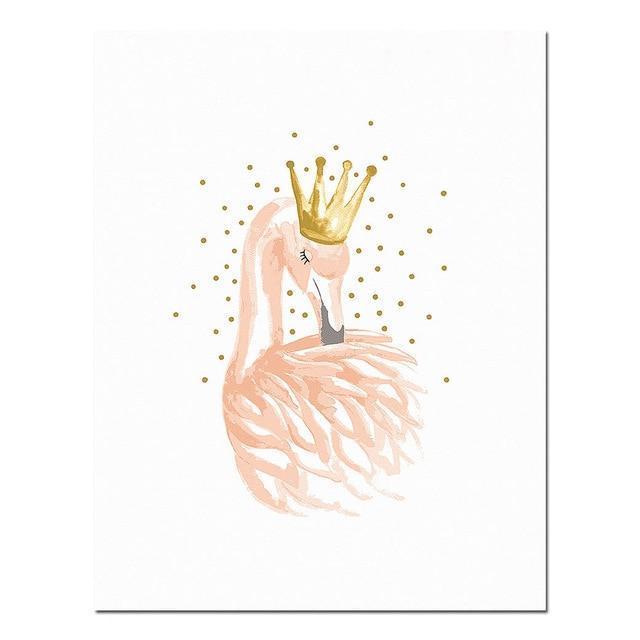 Nursery Girl Bedroom Decoration Flamingo Feather Wall Art Canvas Poster and Print Cartoon Painting Wall Pictures for Living Room-13x18cm No Frame-Picture 3-JadeMoghul Inc.