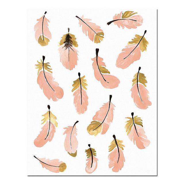 Nursery Girl Bedroom Decoration Flamingo Feather Wall Art Canvas Poster and Print Cartoon Painting Wall Pictures for Living Room-13x18cm No Frame-Picture 4-JadeMoghul Inc.