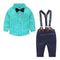 NWAD Baby Boy Clothes 2017 Autumn Newborn Baby Sets Infant Clothing Gentleman Suit Plaid Shirt+Bow Tie+Suspender Trousers FF032 AExp