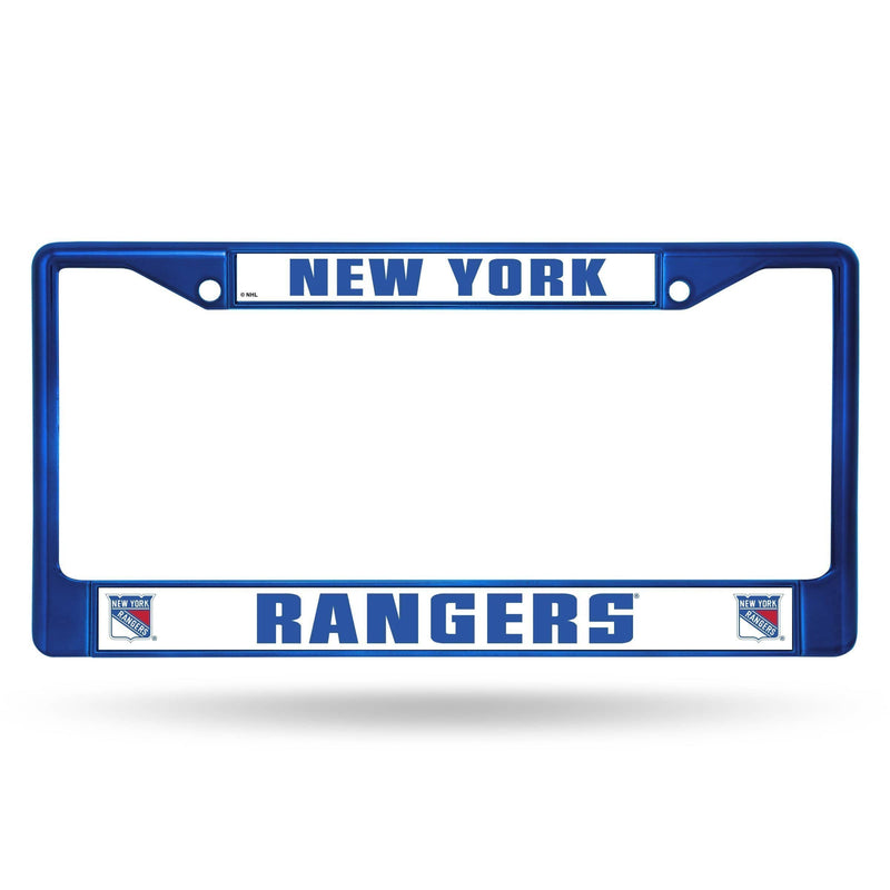 Best License Plate Frame NY Rangers Blue Colored Chrome Frame