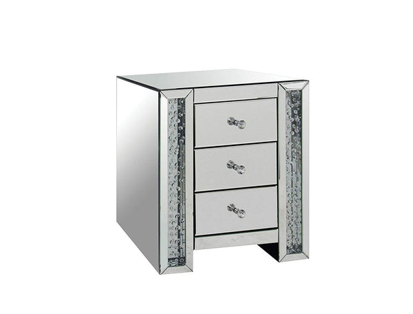 Nysa End Table, Mirrored-Side Tables and End Tables-Mirrored-Mirror MDF Crystals-JadeMoghul Inc.