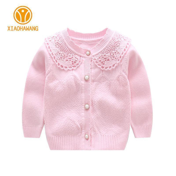 O Neck Baby Girls Sweater Long Sleeve Baby Sweaters Knitted Cotton Infant Coat Girls Cardigan Sweaters 2017 Baby Girls Clothing-Pink-12M-JadeMoghul Inc.