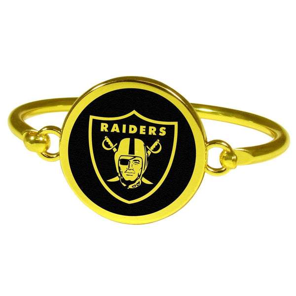 Oakland Raiders Gold Tone Bangle Bracelet-NFL,Oakland Raiders,Jewelry & Accessories-JadeMoghul Inc.