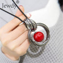 Ocean red white pearl ball pendant long necklace New circles simulated women black chain necklace fashion jewelry wholesale gift-red pearl-JadeMoghul Inc.