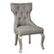 Office Chairs Polyester Upholstered Wooden Dining Side Chair with Cabriole Legs, Set of Two, Silver Benzara