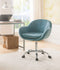 Office Chairs Tufted Leatherette Swivel Office Chair with Adjustable Height, Blue and Silver Benzara