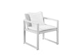 Upholstered Aluminum Cushioned Chair with Rattan, White