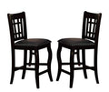 Wooden Counter Height Chair With Designer Back, Set of 2, Black