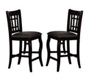 Wooden Counter Height Chair With Designer Back, Set of 2, Black