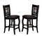 Wooden Counter Height Chair With Designer Back, Set of 2, Black