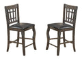 Office Chairs Wooden Counter Height Chair With Designer Back, Set of 2, Gray Benzara