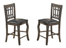 Office Chairs Wooden Counter Height Chair With Designer Back, Set of 2, Gray Benzara